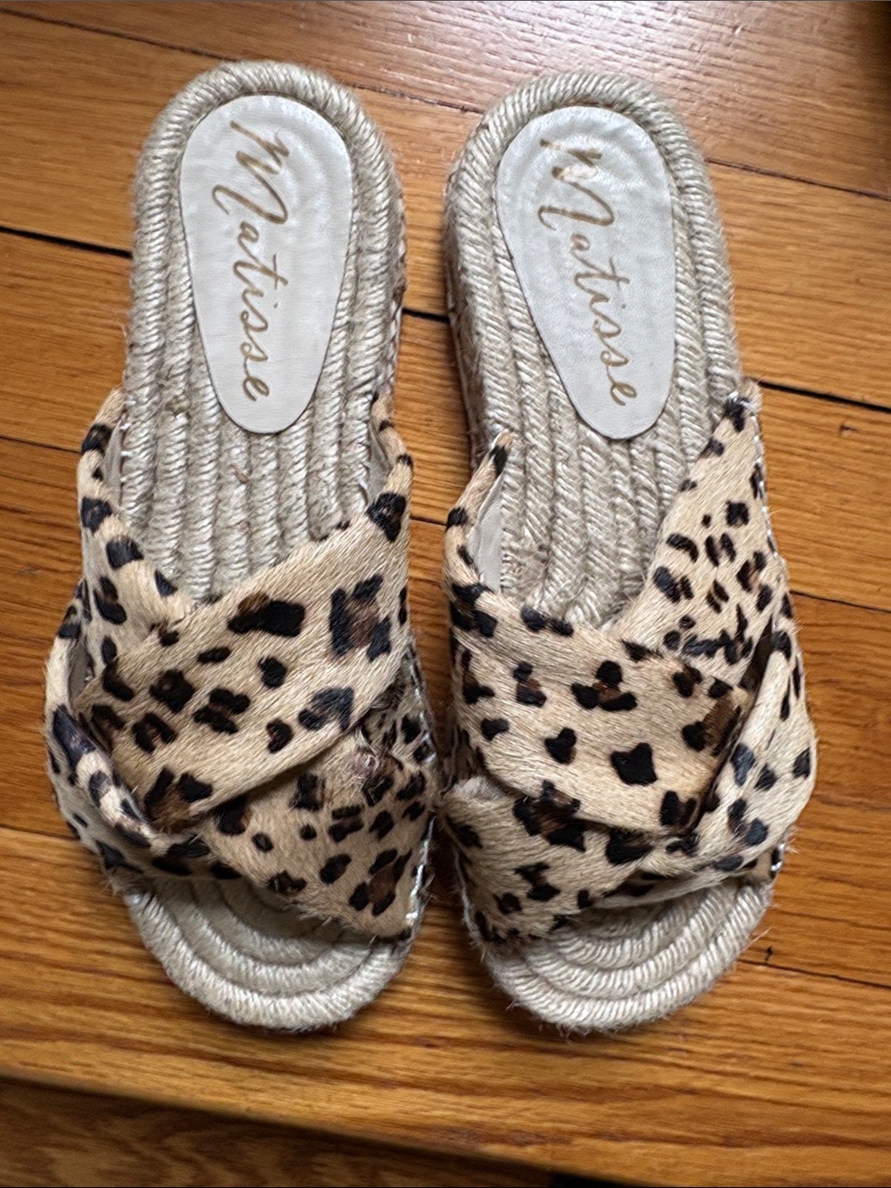 Matisse Leopard-Print Slide Sandals - Tan Black